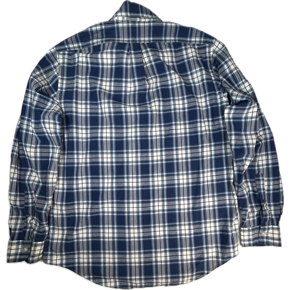 Ralph Lauren Indigo Oxford Shirt Mens Large Blue White Plaid Button Down L - Picture 4 of 6